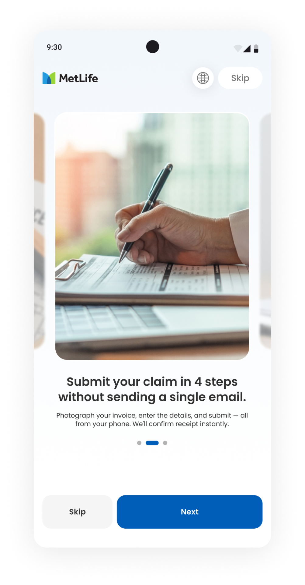 Onboarding · Submit in 4 steps