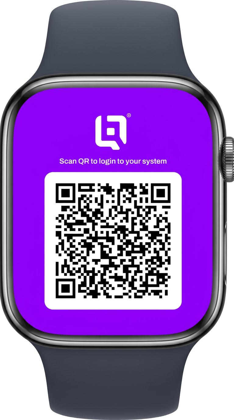 Scan-to-login — pair the watch to the operator's system in one tap.
