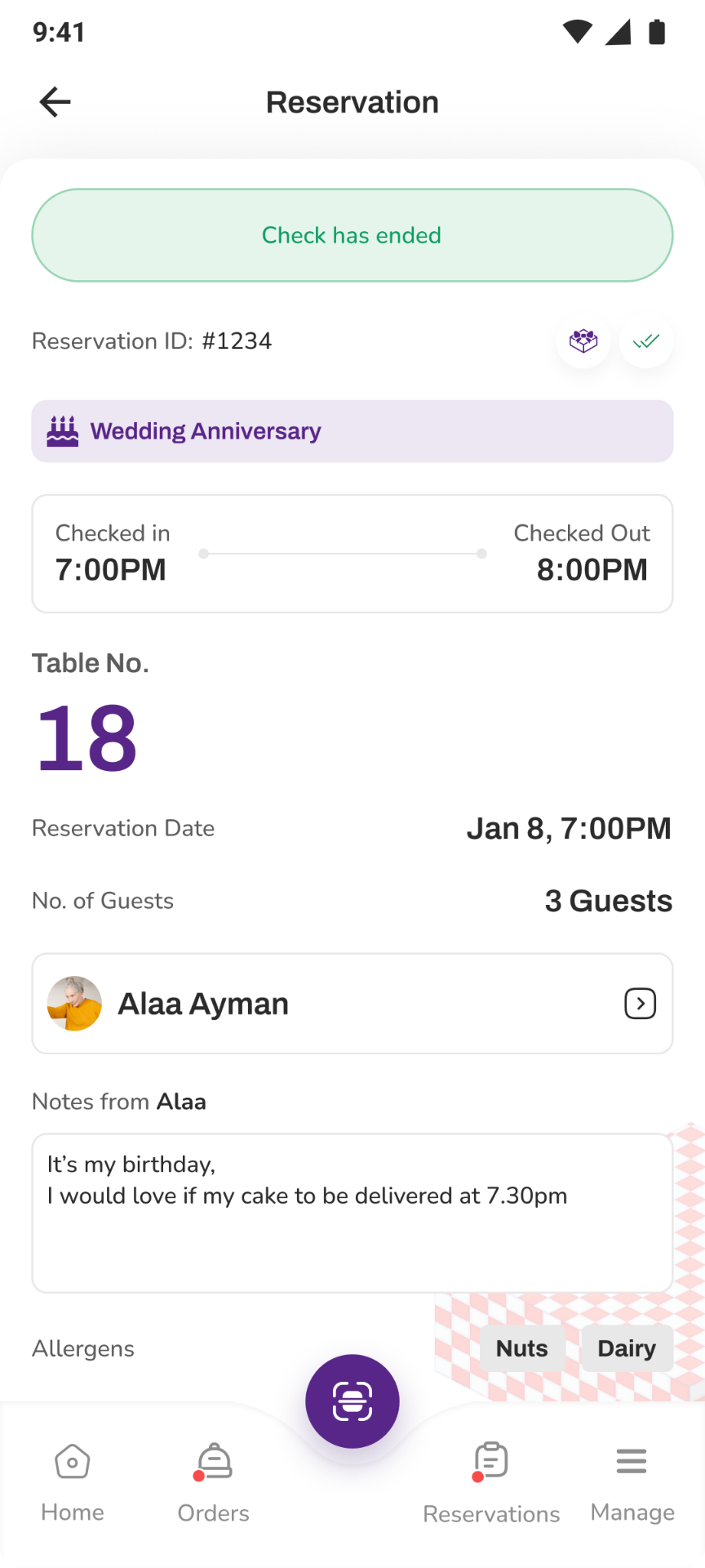 Reservation details